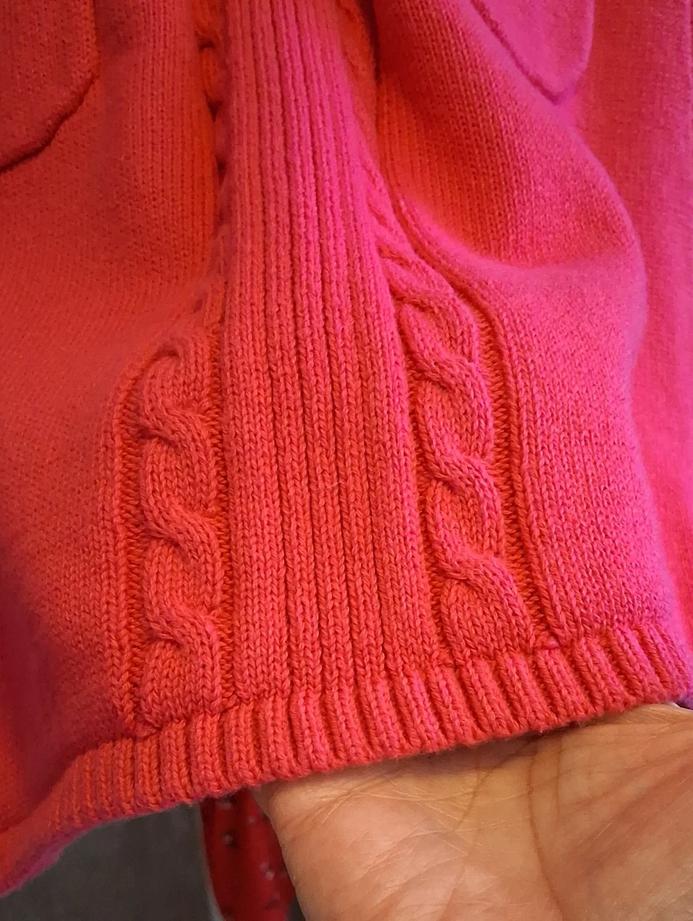 Gymboree Bright Pink Cable-Knit Sweater Dress with Faux Fur Trim Size 7